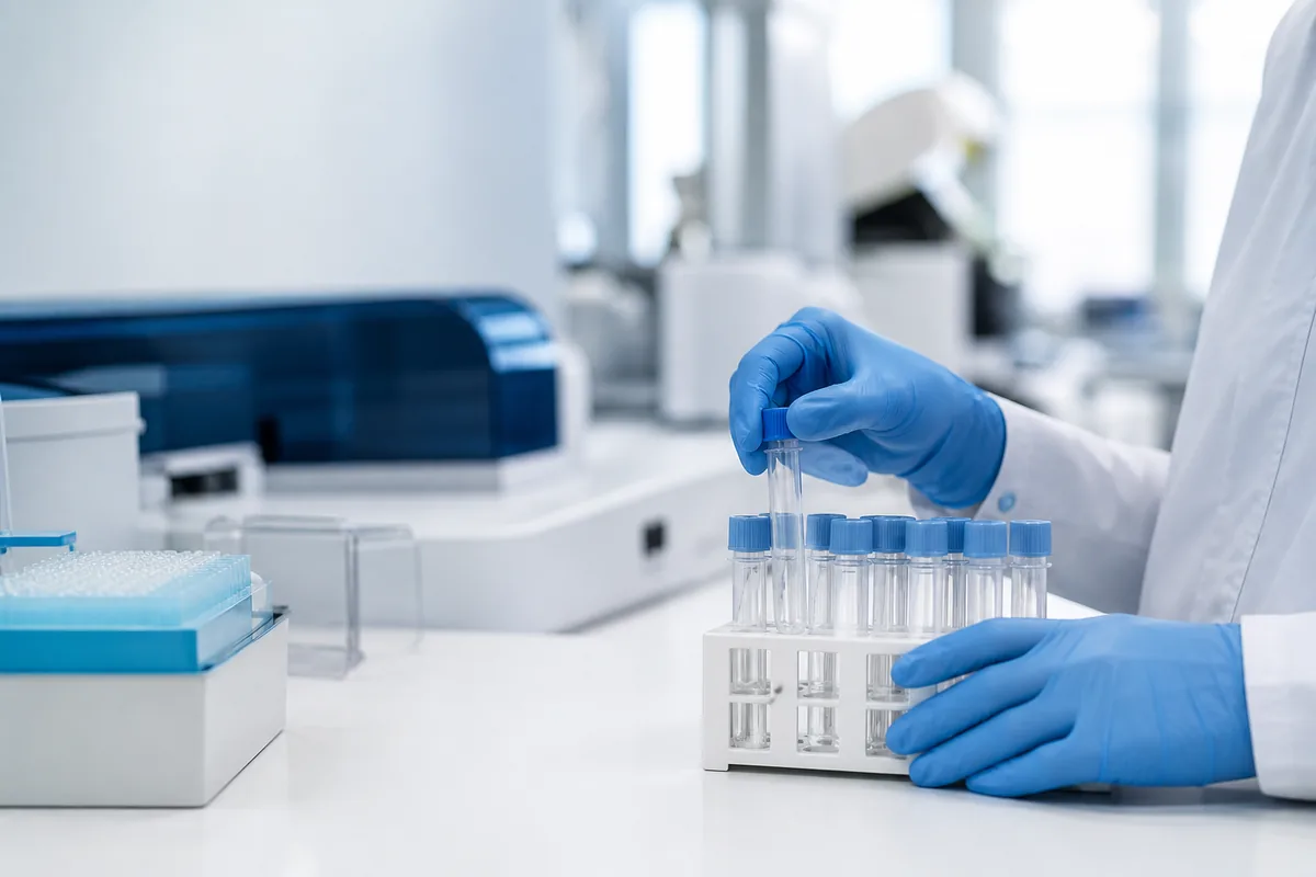 Amostras identificadas em ambiente de laboratório